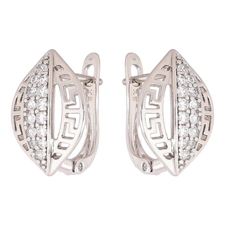 Серьги Xuping Родий английский замок Резной узор с кристаллами фото №23 Серьги Xuping Родий английский замок Резной узор с кристаллами фото №23