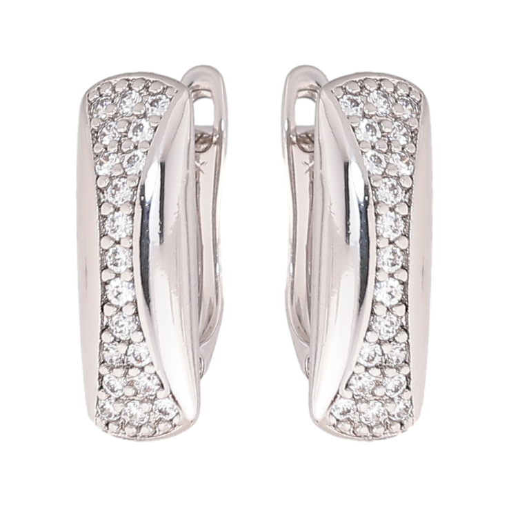 Серьги Xuping Родий английский замок Узор с кристаллами фото №20