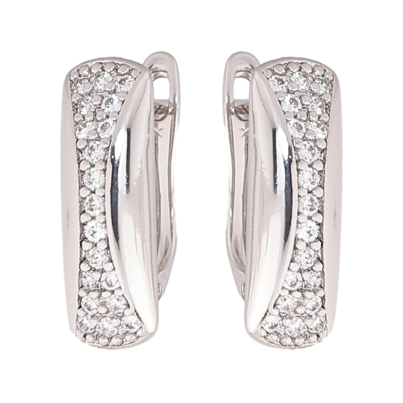 Серьги Xuping Родий английский замок Узор с кристаллами фото №1 Серьги Xuping Родий английский замок Узор с кристаллами фото №1