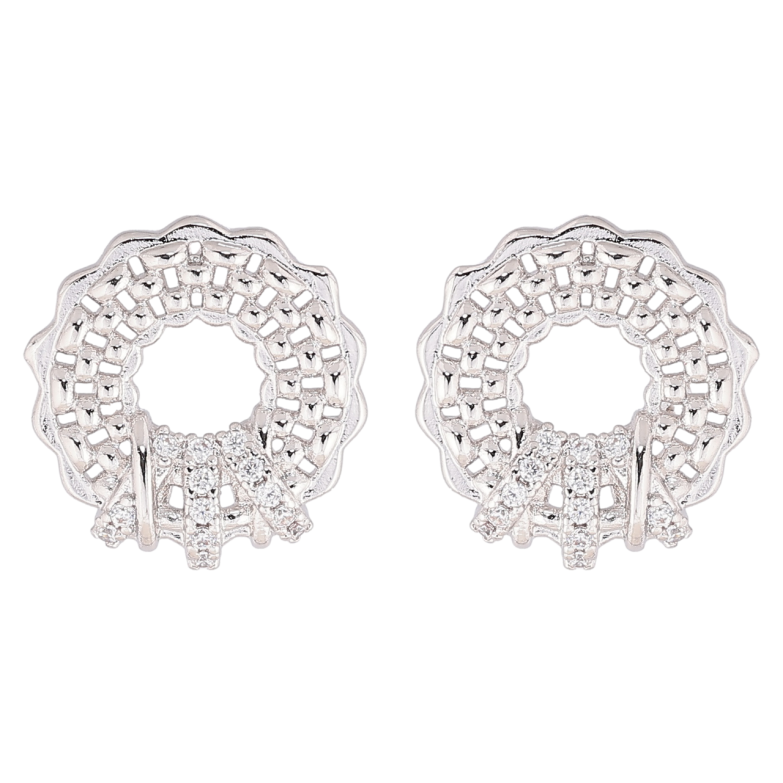 Серьги Xuping Родий пусеты Декоративные колечки с кристаллами фото №1 Серьги Xuping Родий пусеты Декоративные колечки с кристаллами фото №1