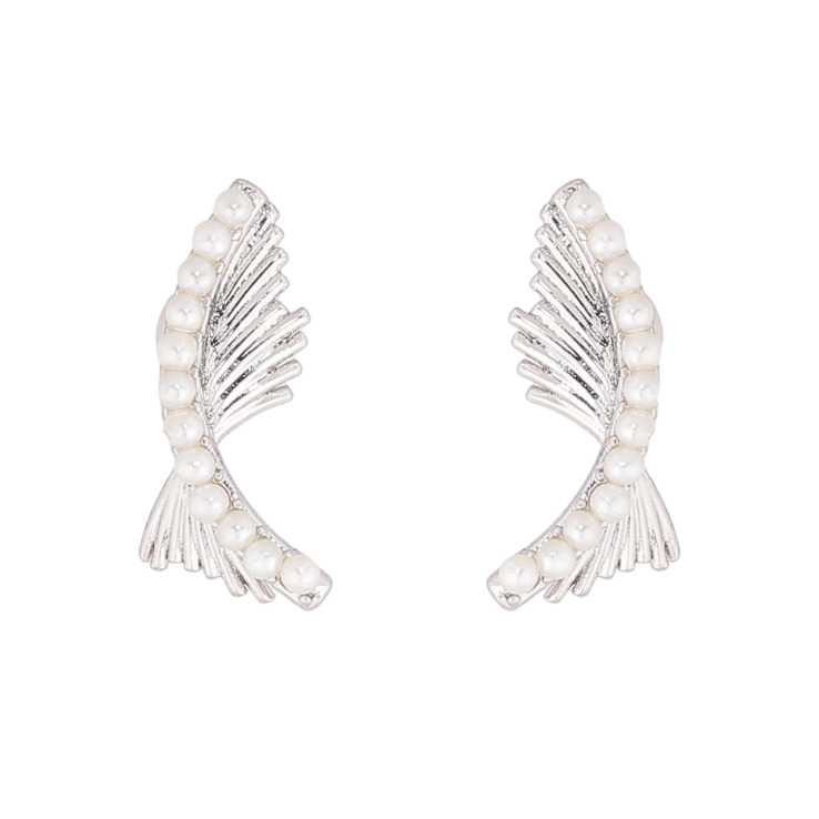 Серьги Xuping Родий пусеты Декоративный узор с жемчужинками фото №12 Серьги Xuping Родий пусеты Декоративный узор с жемчужинками фото №12