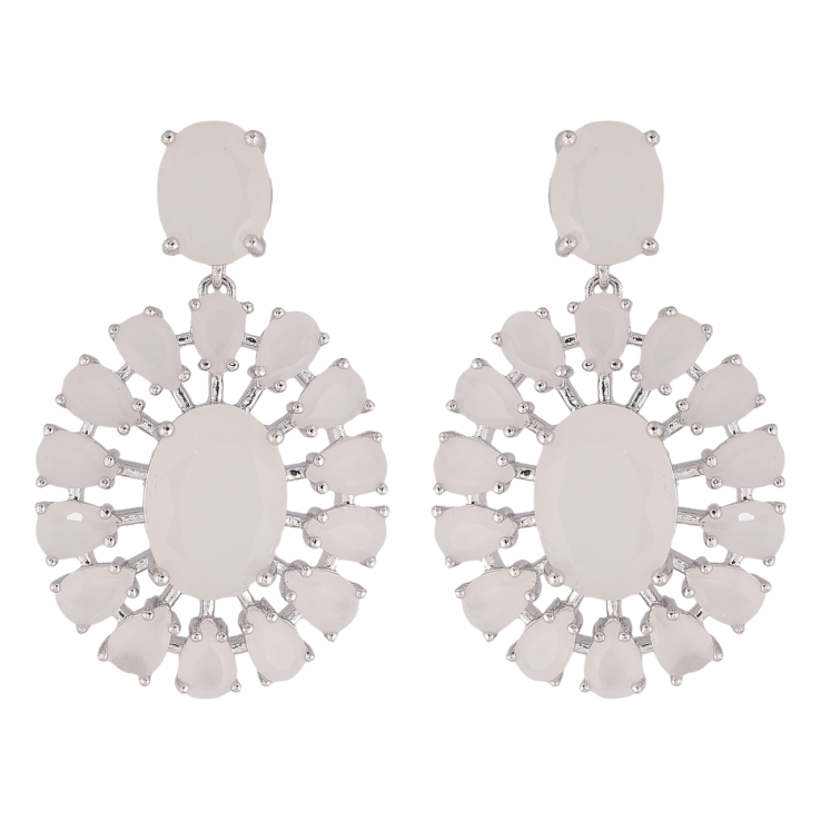 Серьги Xuping Родий пусеты Подвески из молочных кристаллов фото №7 Серьги Xuping Родий пусеты Подвески из молочных кристаллов фото №7