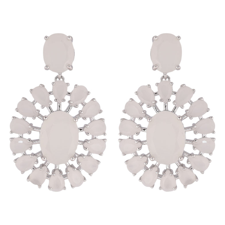 Сережки Xuping Родій пусети «Підвіски з молочних кристалів» фото №1 Сережки Xuping Родій пусети «Підвіски з молочних кристалів» фото №1