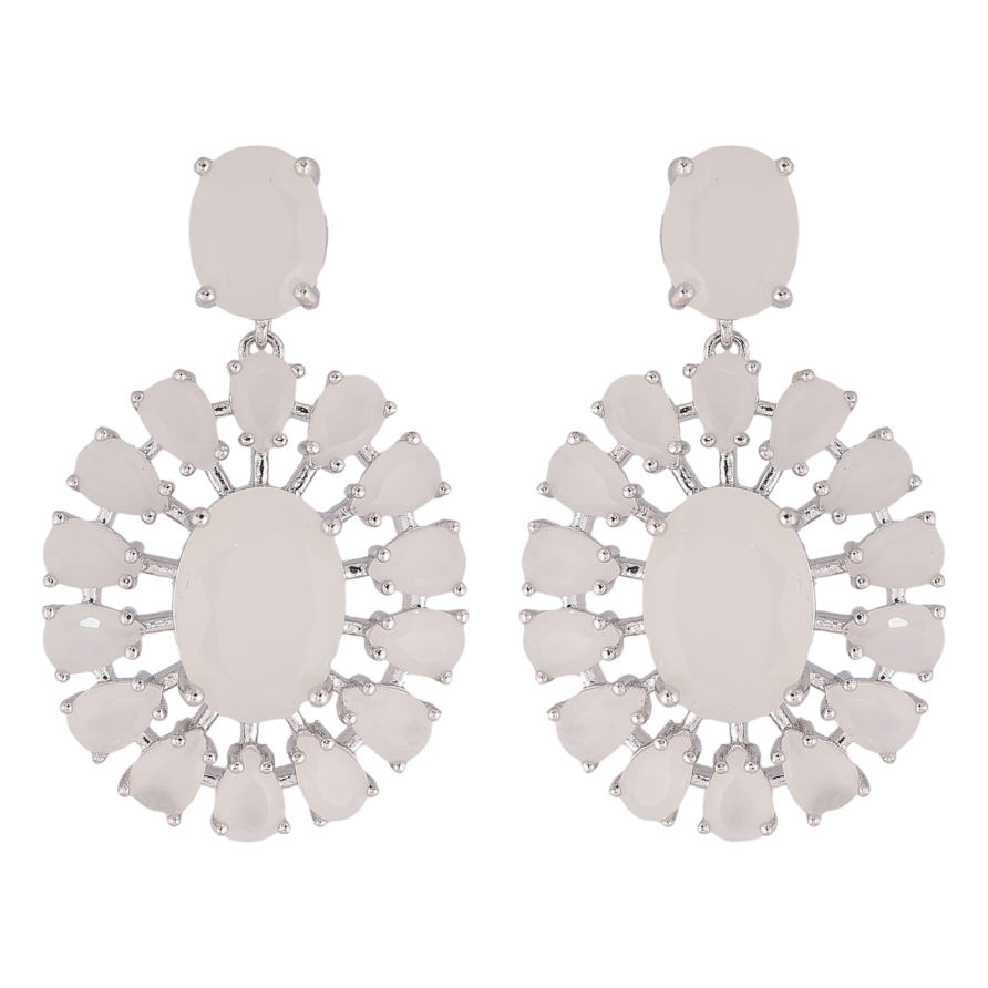 Серьги Xuping Родий пусеты Подвески из молочных кристаллов фото №1 Серьги Xuping Родий пусеты Подвески из молочных кристаллов фото №1