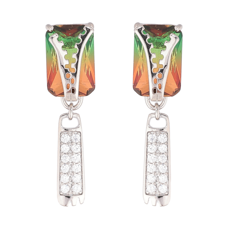 Серьги Xuping Родий пусеты Зелено-красные кристаллы с узором молния фото №25 Серьги Xuping Родий пусеты Зелено-красные кристаллы с узором молния фото №25