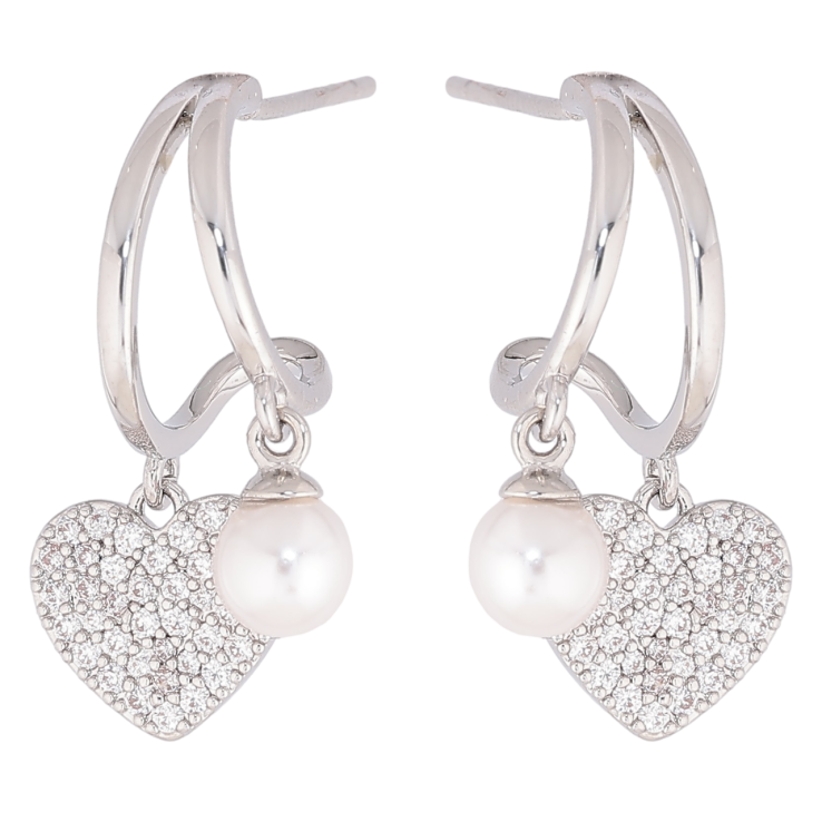 Серьги Xuping Родий пусеты Подвески с сердечком и жемчужиной фото №22 Серьги Xuping Родий пусеты Подвески с сердечком и жемчужиной фото №22