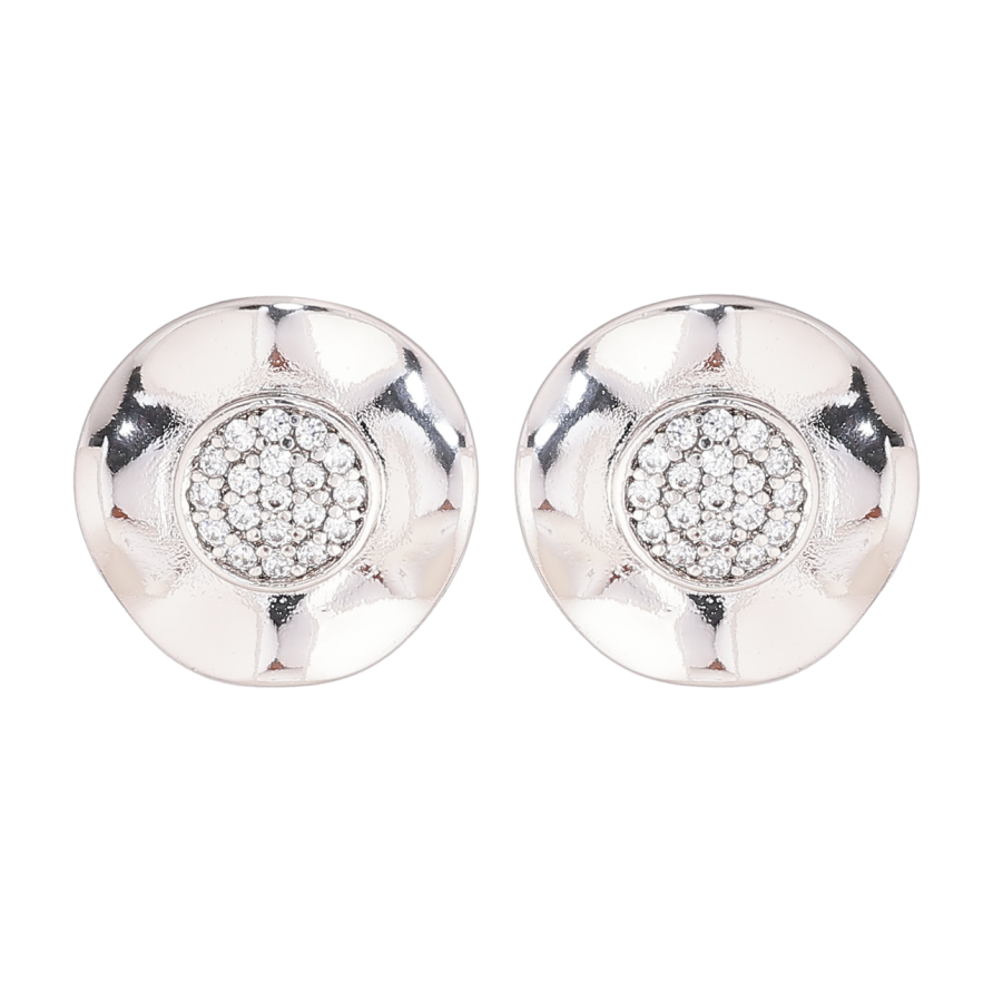 Серьги Xuping Родий пусеты Декоративные круги с кристаллами фото №1 Серьги Xuping Родий пусеты Декоративные круги с кристаллами фото №1