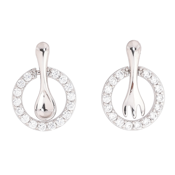 Серьги Xuping Родий пусеты Ложка с вилкой в колечках фото №24 Серьги Xuping Родий пусеты Ложка с вилкой в колечках фото №24