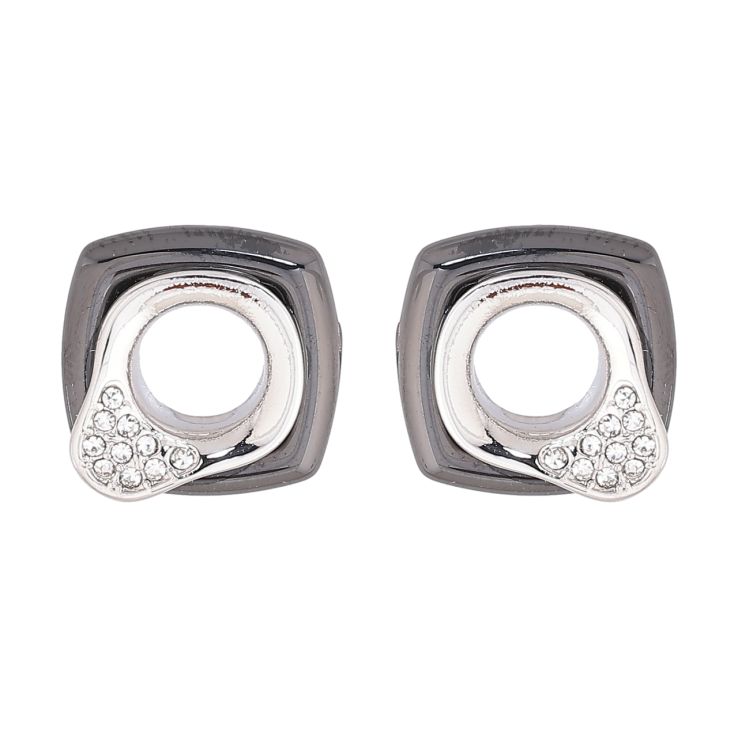 Серьги Xuping Родий пусеты Узор с черной керамикой и кристаллами 13х13мм фото №19 Серьги Xuping Родий пусеты Узор с черной керамикой и кристаллами 13х13мм фото №19