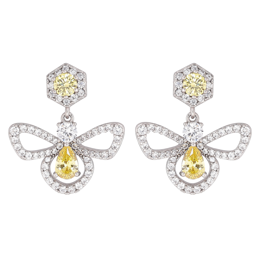 Серьги Xuping Родий пусеты Подвески с инкрустацией желто-белыми кристаллами фото №1 Серьги Xuping Родий пусеты Подвески с инкрустацией желто-белыми кристаллами фото №1