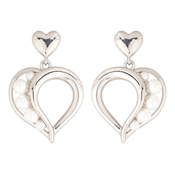 Серьги Xuping Родий пусеты Подвески сердечки с жемчужинами фото №21 Серьги Xuping Родий пусеты Подвески сердечки с жемчужинами фото №21
