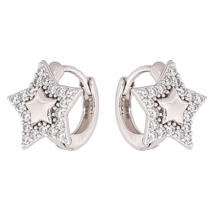 Серьги Xuping Родий колечки Звездочки с кристаллами фото №10 Серьги Xuping Родий колечки Звездочки с кристаллами фото №10