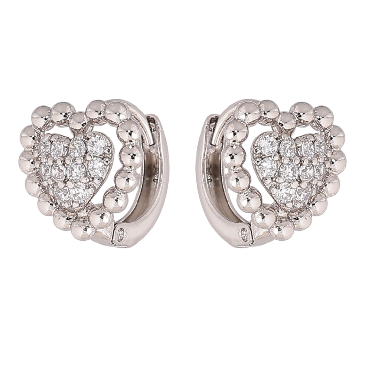 Серьги Xuping Родий колечки Сердечки с кристаллами фото №11