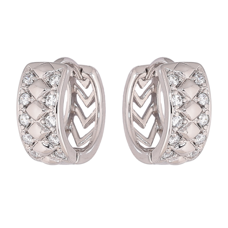 Серьги Xuping Родий колечки Узор с кристаллами фото №9