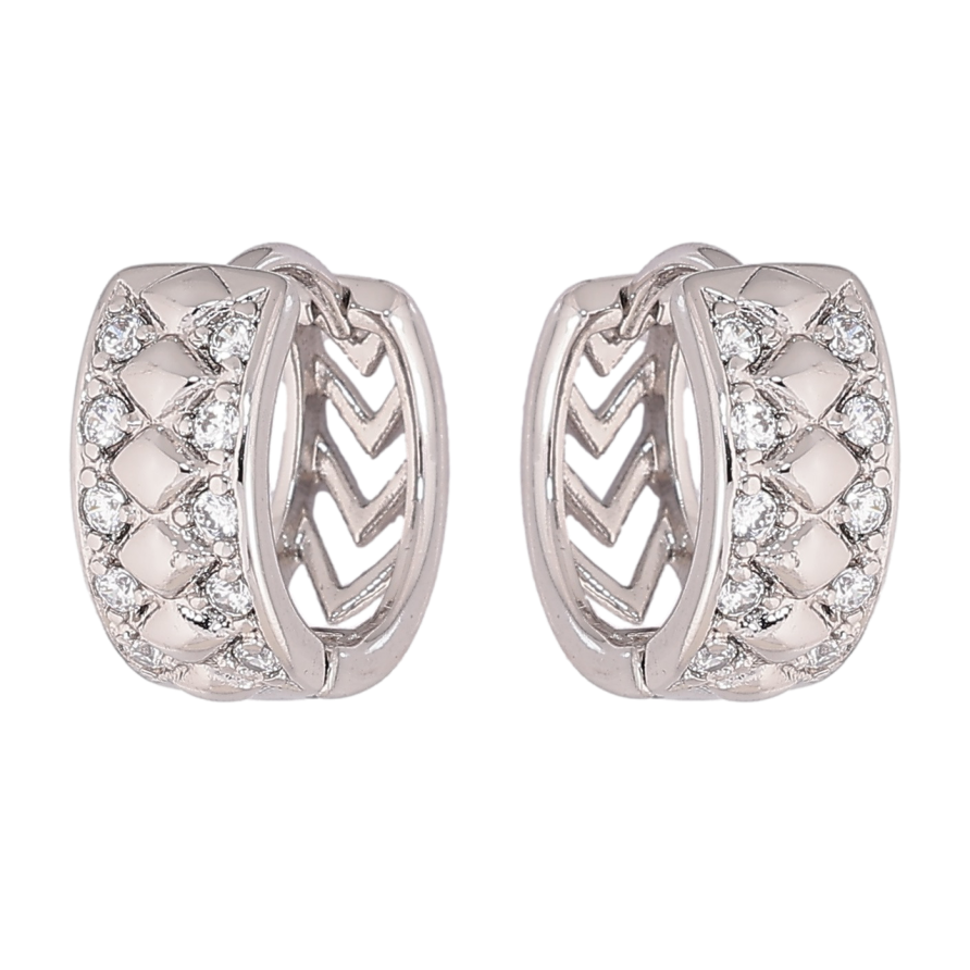 Серьги Xuping Родий колечки Узор с кристаллами фото №1