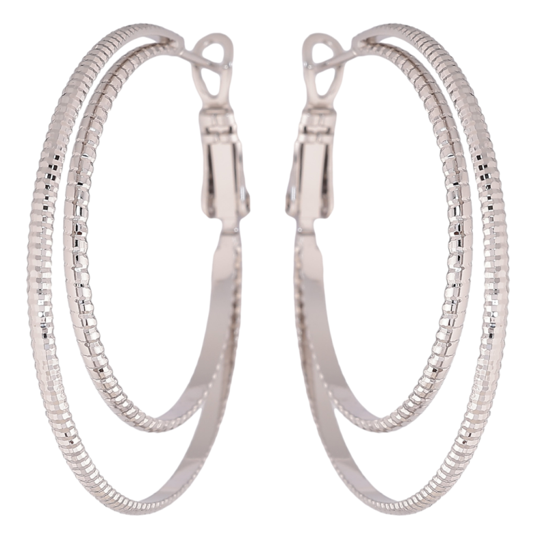 Сережки Xuping Родій кільця (конго) «Подвійні кільця з візерунком» ø 3.7см фото №1