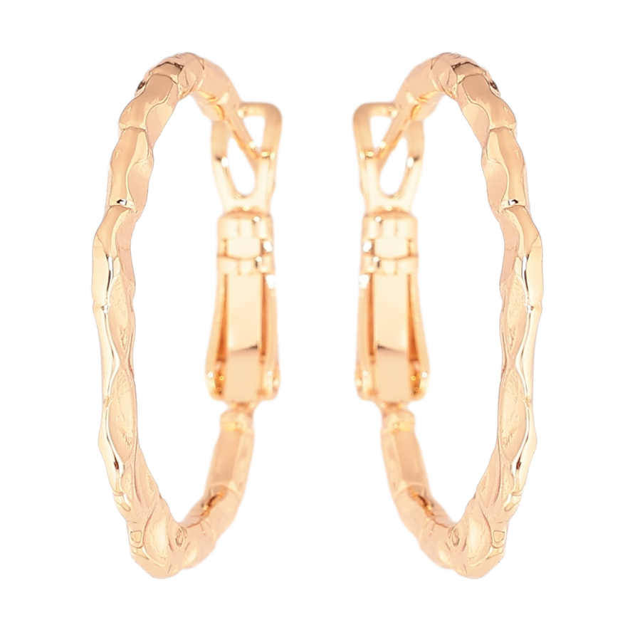 Сережки Xuping M&L Колір 18K кільця (конго) Декоративний візерунок ø 2.5см фото №1