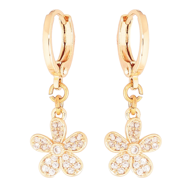 Серьги Xuping M&L Цвет 18K подвески на колечках Цветочки с кристаллами фото №1 Серьги Xuping M&L Цвет 18K подвески на колечках Цветочки с кристаллами фото №1