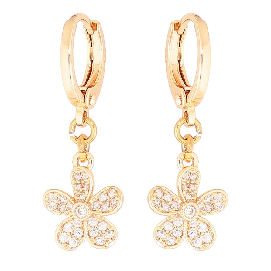 Серьги Xuping M&L Цвет 18K подвески на колечках Цветочки с кристаллами фото №1 Серьги Xuping M&L Цвет 18K подвески на колечках Цветочки с кристаллами фото №1