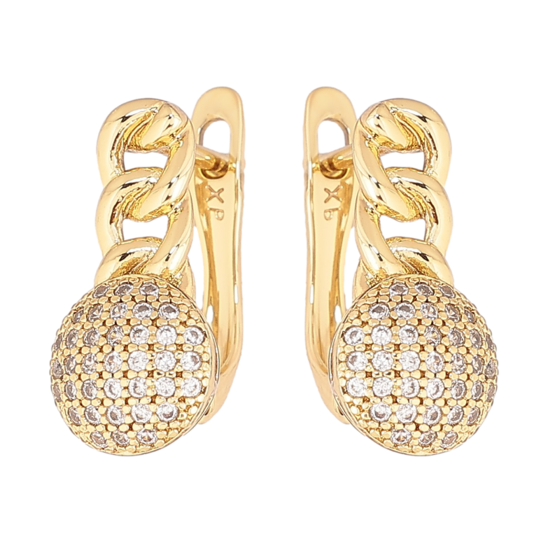 Серьги Xuping Позолота 14K английский замок Узор цепочка с инкрустацией кристаллами фото №1 Серьги Xuping Позолота 14K английский замок Узор цепочка с инкрустацией кристаллами фото №1