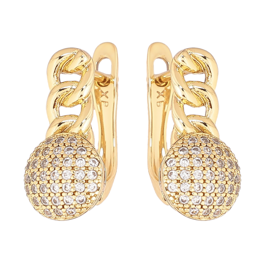 Серьги Xuping Позолота 14K английский замок Узор цепочка с инкрустацией кристаллами фото №1