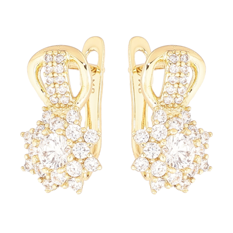 Сережки Xuping Позолота 14K англійський замок  «Кришталевий блиск» фото №6