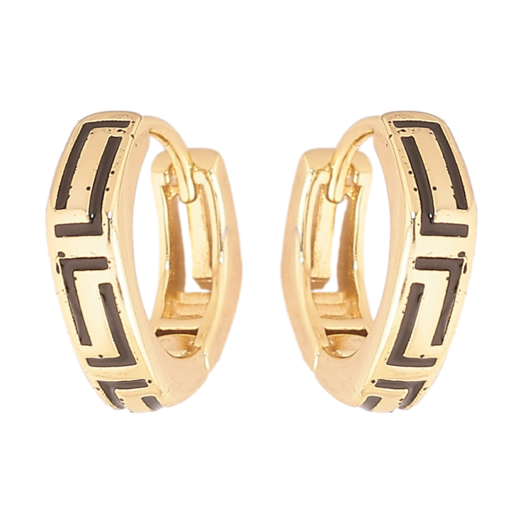 Серьги Xuping Позолота 14K колечки Узор черной эмалью фото №15