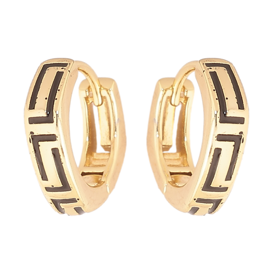 Серьги Xuping Позолота 14K колечки Узор черной эмалью фото №1