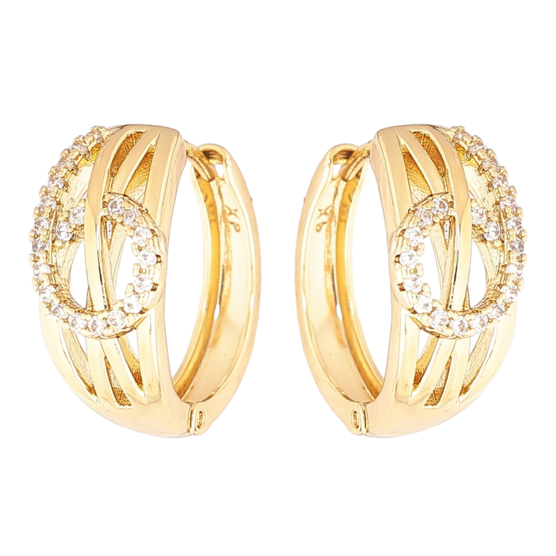 Сережки Xuping Позолота 14K колечка «Візерунок з кристалами» фото №1