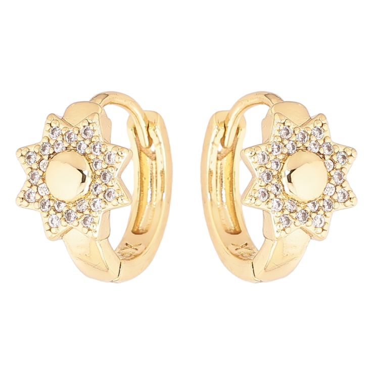 Сережки Xuping Позолота 14K колечка «Зірки з кристалами» фото №3