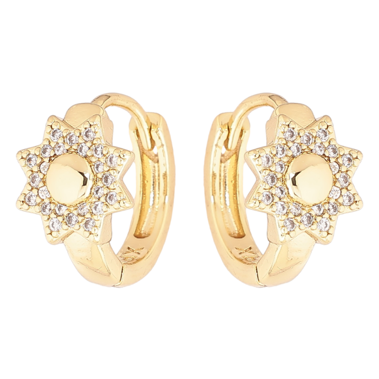 Сережки Xuping Позолота 14K колечка «Зірки з кристалами» фото №1