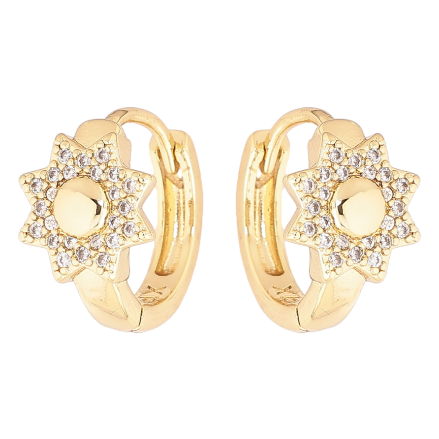 Сережки Xuping Позолота 14K колечка «Зірки з кристалами» фото №1