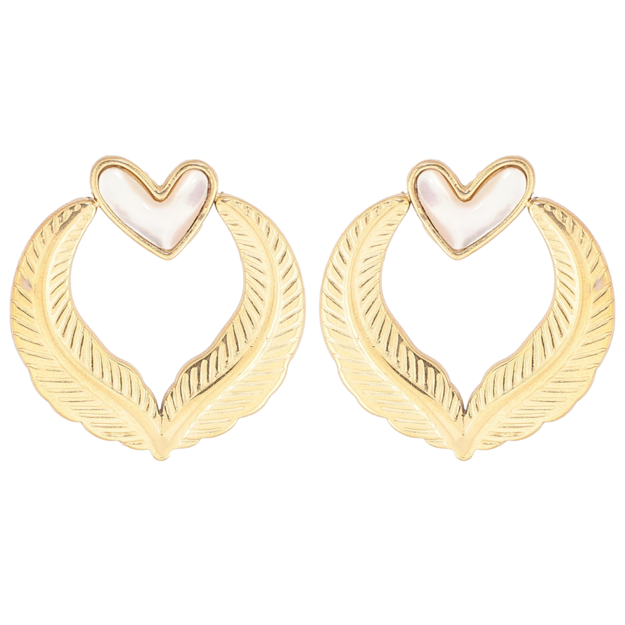 Серьги Xuping Позолота 14K пусеты Узор с перламутровыми сердечками фото №1