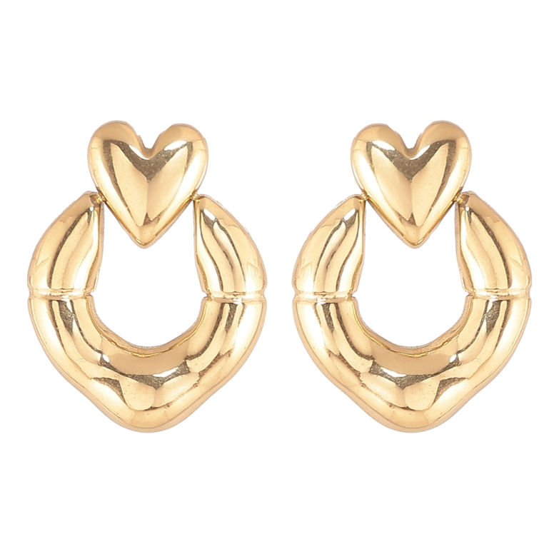 Сережки Xuping Позолота 14K пусети «Сердечка з колами» фото №1