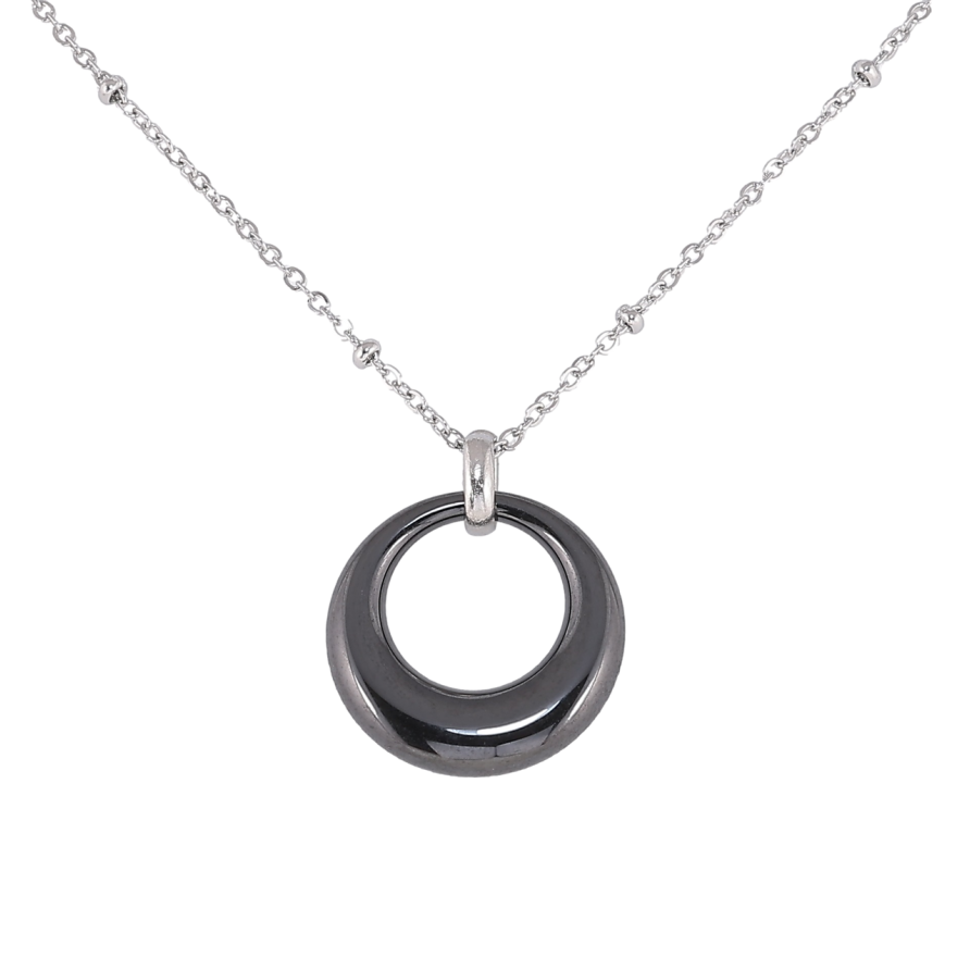 Подвеска на цепочке Xuping ТТМ Stainless Steel цвет Родий Колечко черной керамики длина 46-51см х 1.5мм фото №1 Подвеска на цепочке Xuping ТТМ Stainless Steel цвет Родий Колечко черной керамики длина 46-51см х 1.5мм фото №1