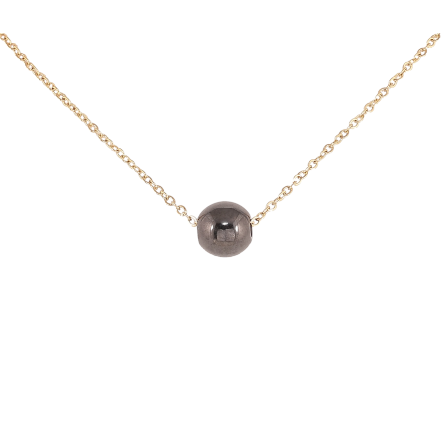 Подвеска на цепочке Xuping ТТМ Stainless Steel цвет 14К Черная керамическая бусина, ø 8мм дл 46-51см х 1мм фото №1