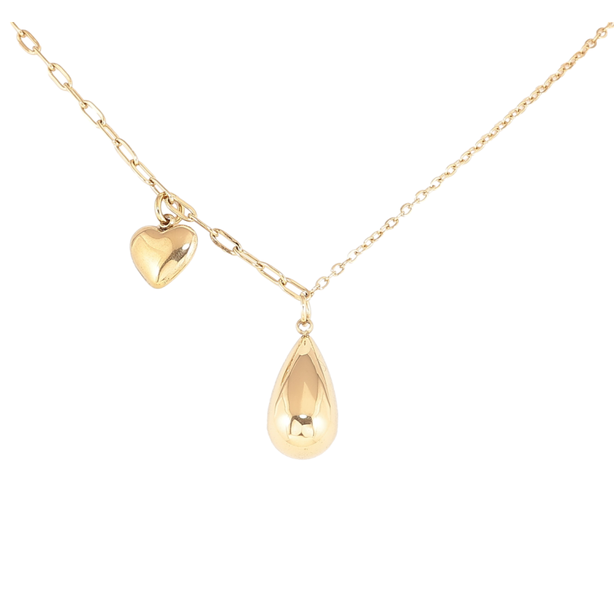 Підвіска на ланцюжку Xuping ТТМ Stainless Steel колір 14К «Сердечко з крапелькою» довжина 45-51см х 1-2мм фото №1