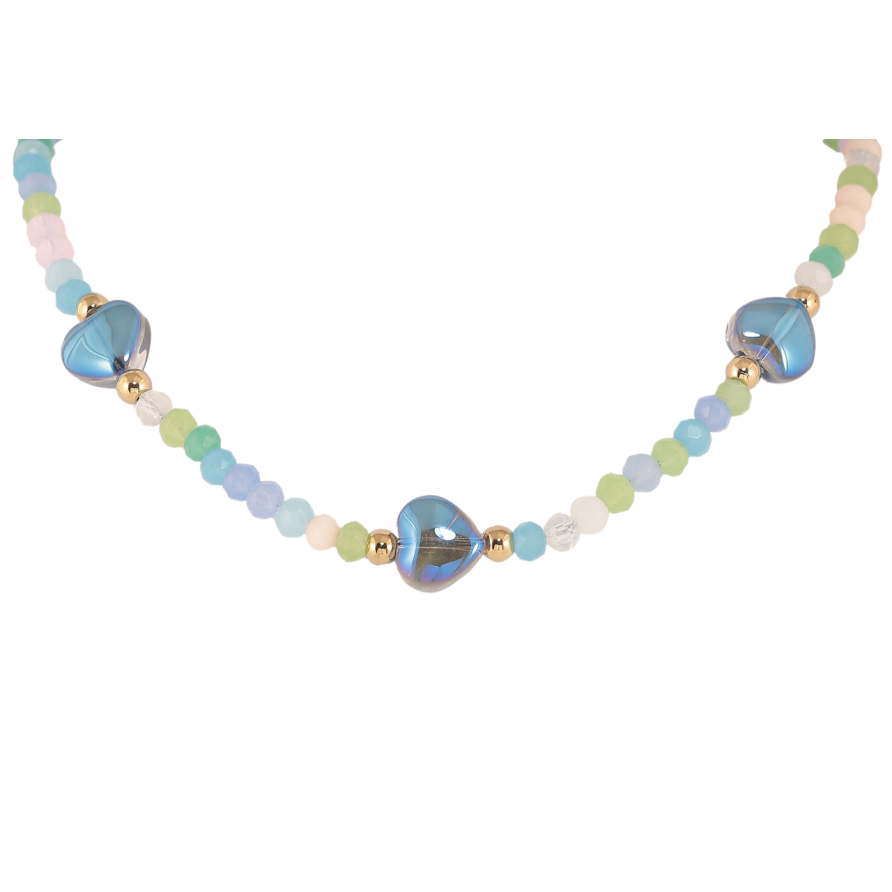 Подвеска на цепочке Xuping ТТМ Stainless Steel цвет 14К Разноцветные бусины с сердечками дл 45-50см х 4мм фото №1