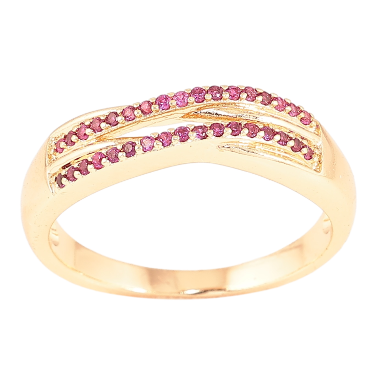 Каблучка Xuping M&L Колір 18К «Доріжки малинових кристалів» фото №3 Каблучка Xuping M&L Колір 18К «Доріжки малинових кристалів» фото №3