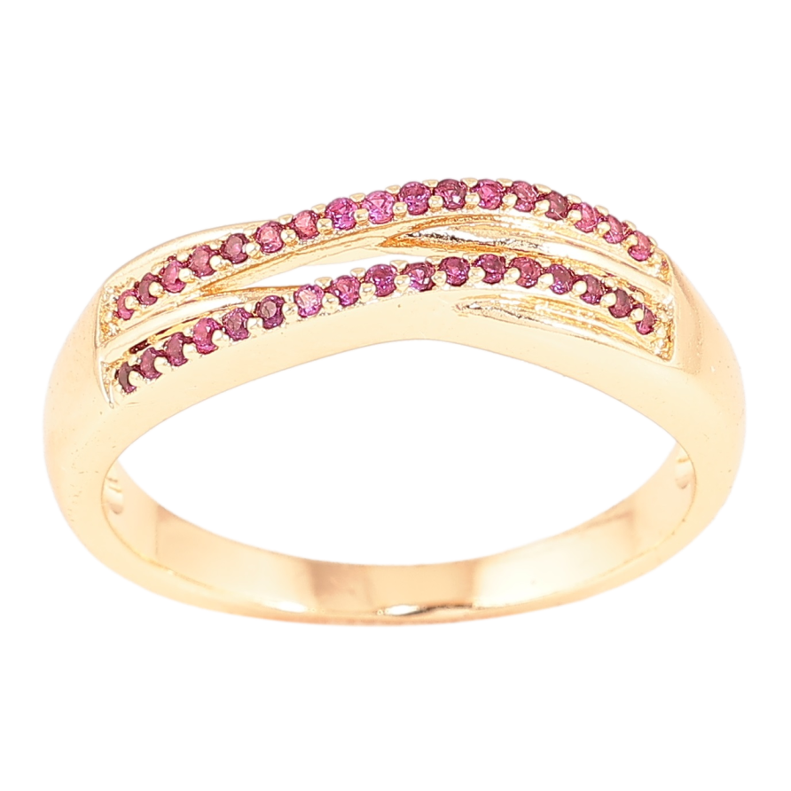 Каблучка Xuping M&L Колір 18К «Доріжки малинових кристалів» фото №1 Каблучка Xuping M&L Колір 18К «Доріжки малинових кристалів» фото №1