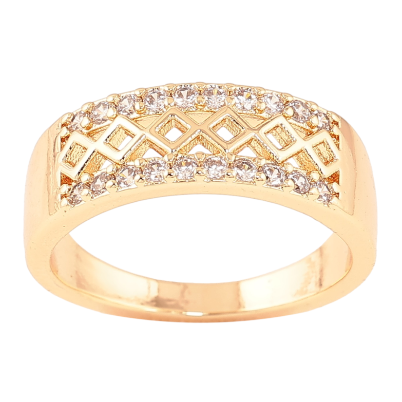 Кольцо Xuping M&L Цвет 18К Ромбовый узор с кристальными дорожками фото №1 Кольцо Xuping M&L Цвет 18К Ромбовый узор с кристальными дорожками фото №1