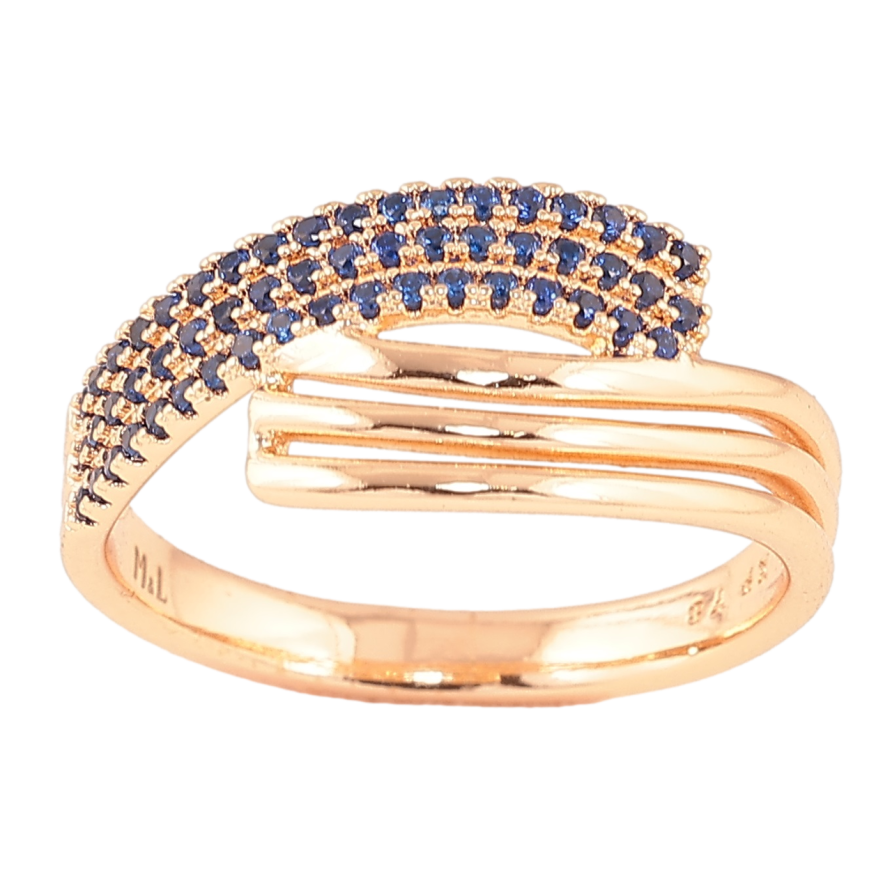 Кольцо Xuping M&L Цвет 18К Узор с инкрустацией синими кристаллами фото №1 Кольцо Xuping M&L Цвет 18К Узор с инкрустацией синими кристаллами фото №1