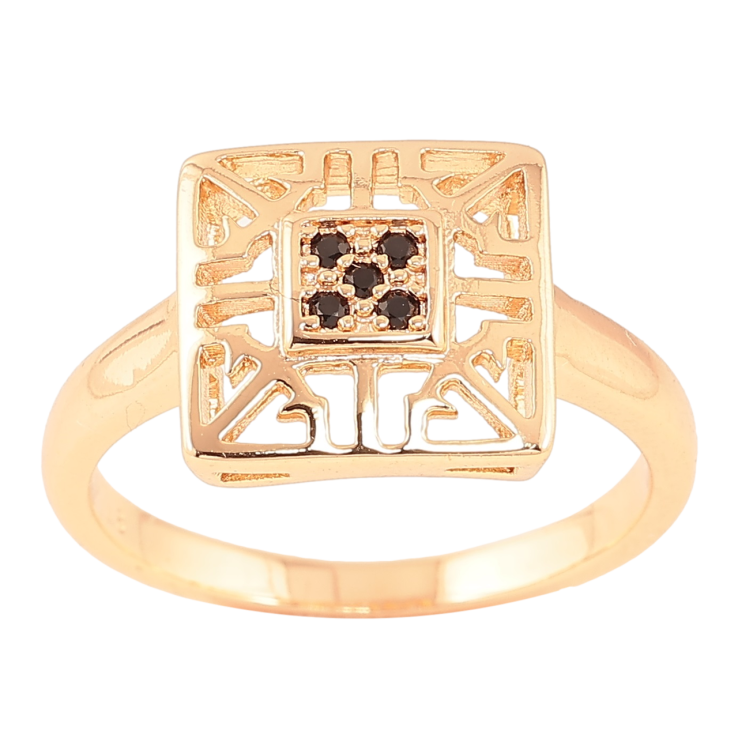 Каблучка Xuping M&L Колір 18К «Різьблений квадрат з чорними кристалами» фото №13 Каблучка Xuping M&L Колір 18К «Різьблений квадрат з чорними кристалами» фото №13