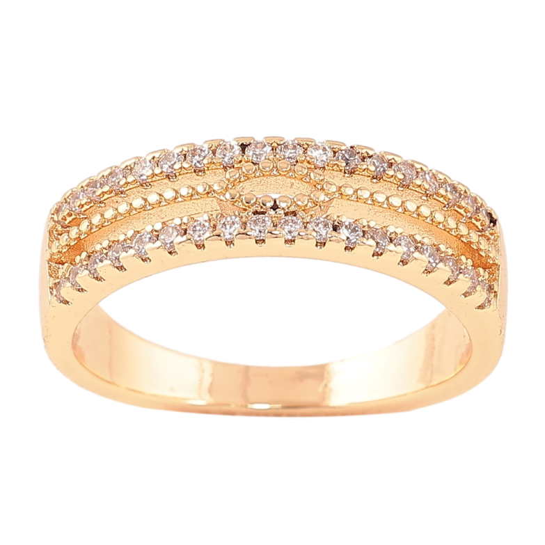 Каблучка Xuping M&L Колір 18К «Візерунок з доріжками кристалів» фото №1 Каблучка Xuping M&L Колір 18К «Візерунок з доріжками кристалів» фото №1