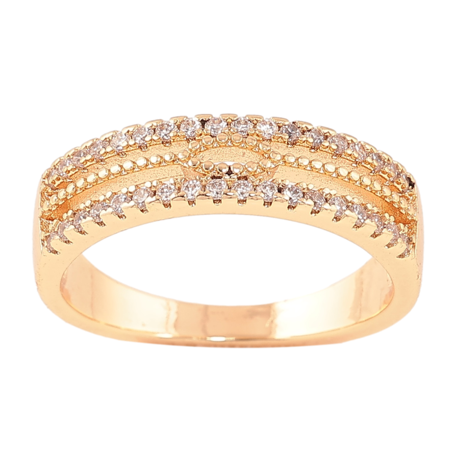 Каблучка Xuping M&L Колір 18К «Візерунок з доріжками кристалів» фото №1 Каблучка Xuping M&L Колір 18К «Візерунок з доріжками кристалів» фото №1