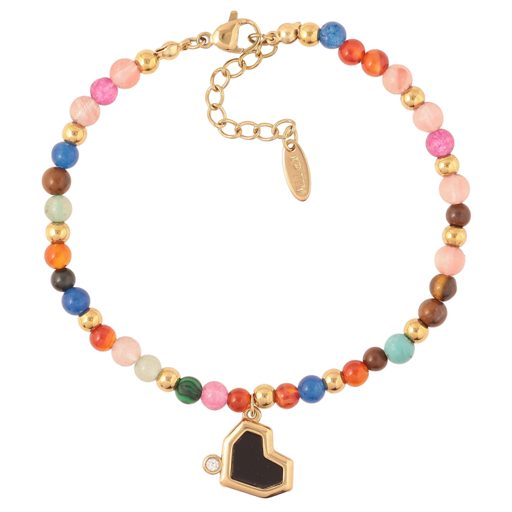 Браслет Xuping ТТМ Stainless Steel цвет 14К Разноцветные бусины с сердечком с доп.цеп 19-22см х 4мм фото №20 Браслет Xuping ТТМ Stainless Steel цвет 14К Разноцветные бусины с сердечком с доп.цеп 19-22см х 4мм фото №20