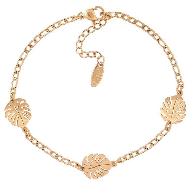 Браслет Xuping ТТМ Stainless Steel цвет 14К Цепочка с листиками с доп.цеп 19-20см х 2мм фото №17 Браслет Xuping ТТМ Stainless Steel цвет 14К Цепочка с листиками с доп.цеп 19-20см х 2мм фото №17