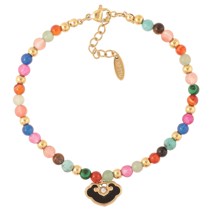 Браслет Xuping ТТМ Stainless Steel цвет 14К Разноцветные бусины с подвеской с доп.цеп 20-23см х 4мм фото №22 Браслет Xuping ТТМ Stainless Steel цвет 14К Разноцветные бусины с подвеской с доп.цеп 20-23см х 4мм фото №22