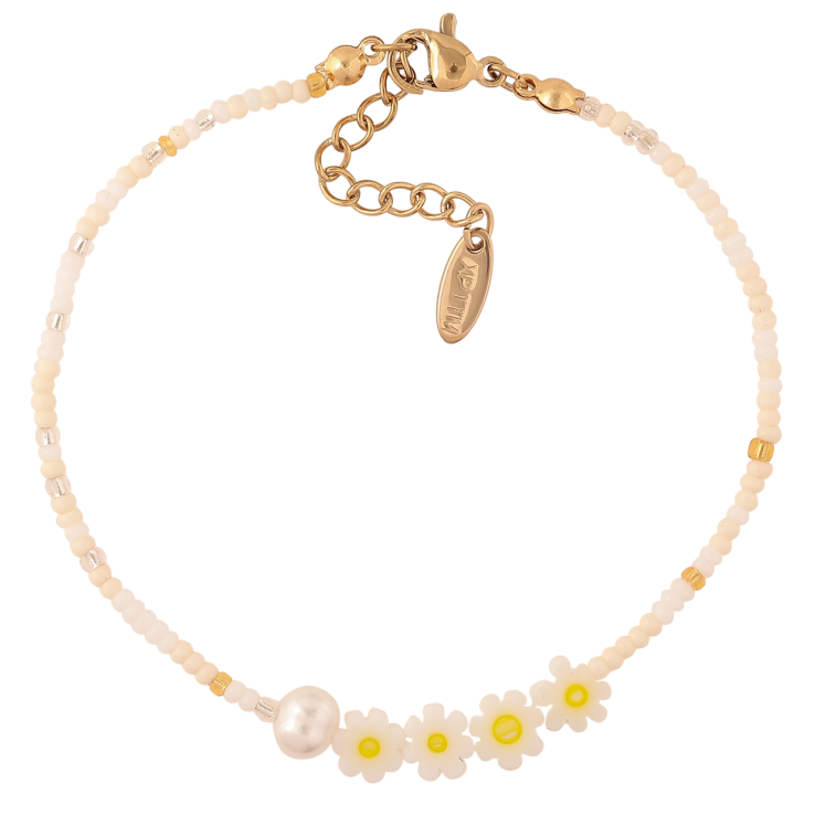 Браслет Xuping ТТМ Stainless Steel цвет 14К Цветной бисер с цветочками с доп.цеп 18-21.5см х 2мм фото №9 Браслет Xuping ТТМ Stainless Steel цвет 14К Цветной бисер с цветочками с доп.цеп 18-21.5см х 2мм фото №9