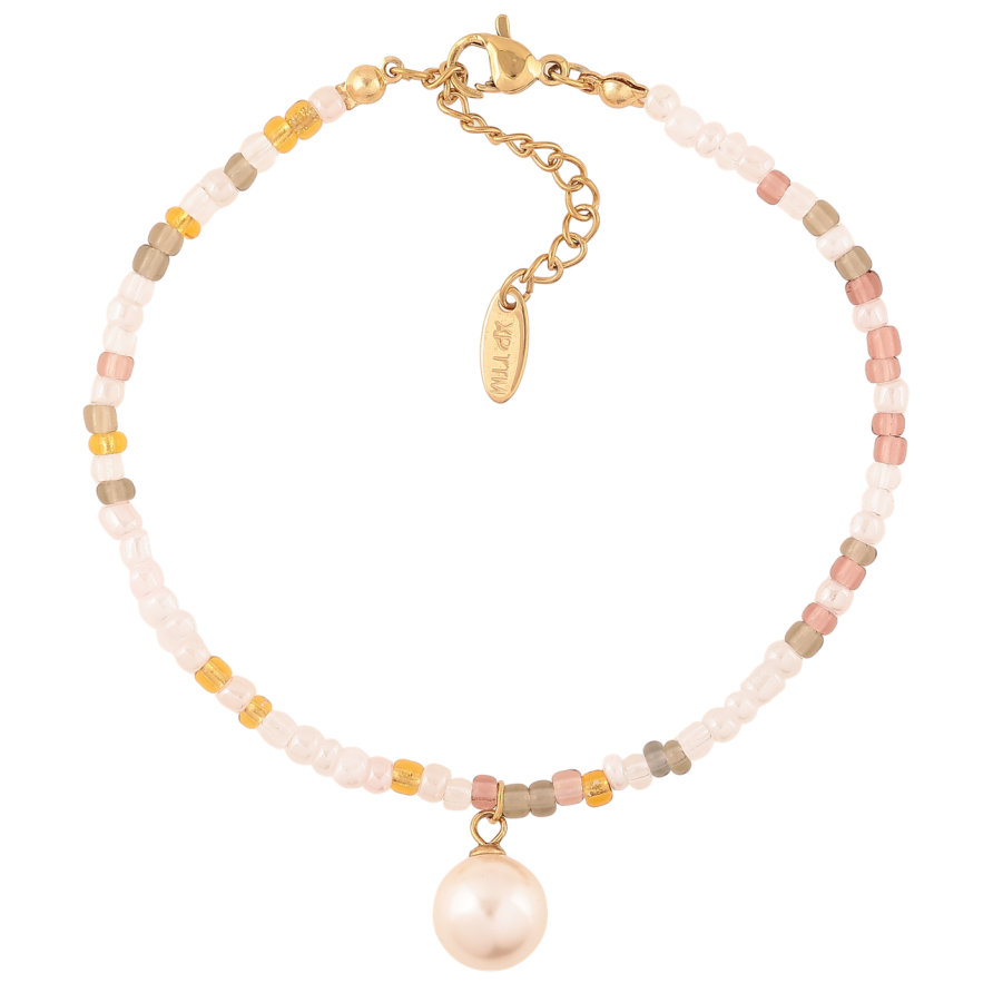 Браслет Xuping ТТМ Stainless Steel колір 14К «Кольоровий бісер з перловою підвіскою» з доп.ланцюгом 19-23см х 3мм фото №1 Браслет Xuping ТТМ Stainless Steel колір 14К «Кольоровий бісер з перловою підвіскою» з доп.ланцюгом 19-23см х 3мм фото №1